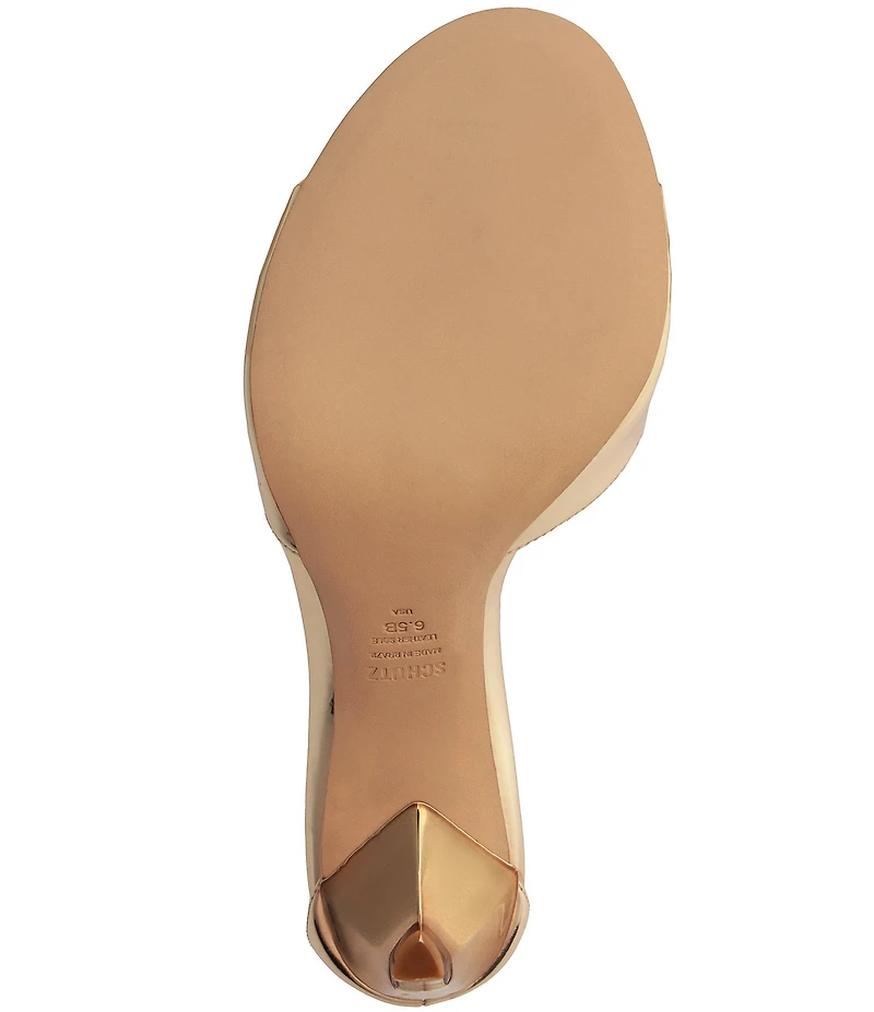 Schutz Scarlett Metallic Leather Ankle Strap High Heel Dress Sandals