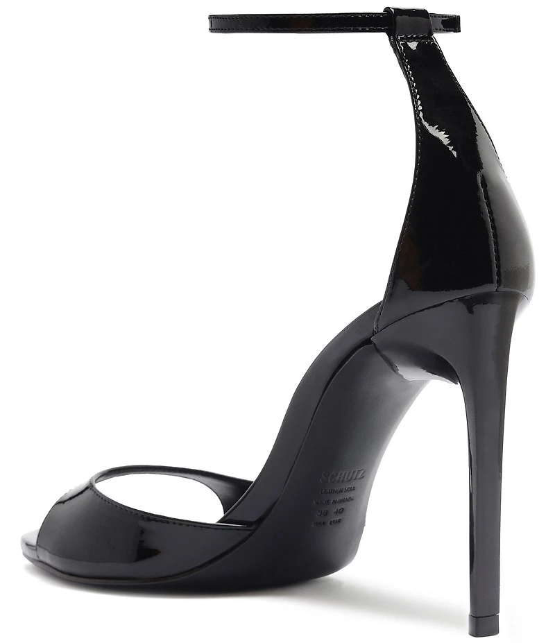 Schutz Scarlett Patent Leather Ankle Strap Dress Sandals
