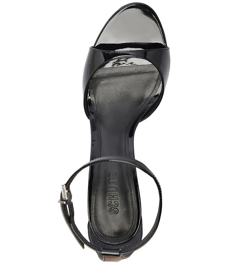 Schutz Scarlett Patent Leather Ankle Strap Dress Sandals