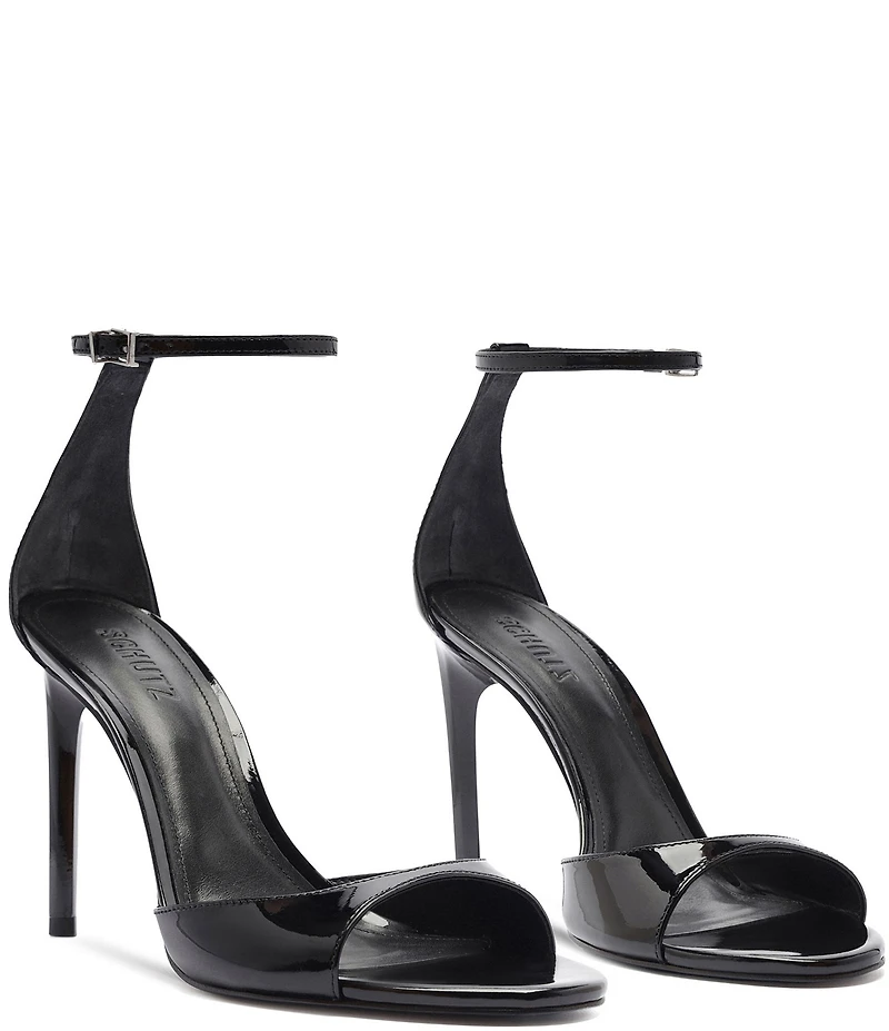 Schutz Scarlett Patent Leather Ankle Strap Dress Sandals