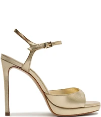 Schutz Scarlett Platform Metallic Leather Dress Sandals
