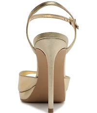 Schutz Scarlett Platform Metallic Leather Dress Sandals