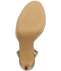 Schutz Scarlett Platform Metallic Leather Dress Sandals