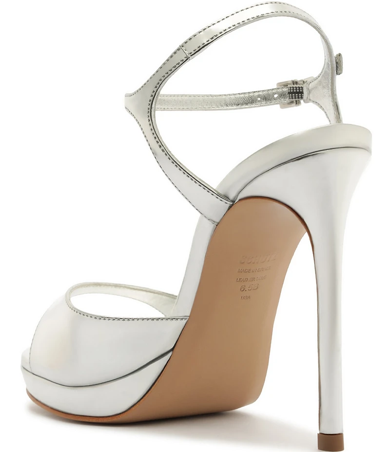 Schutz Scarlett Platform Metallic Leather Dress Sandals