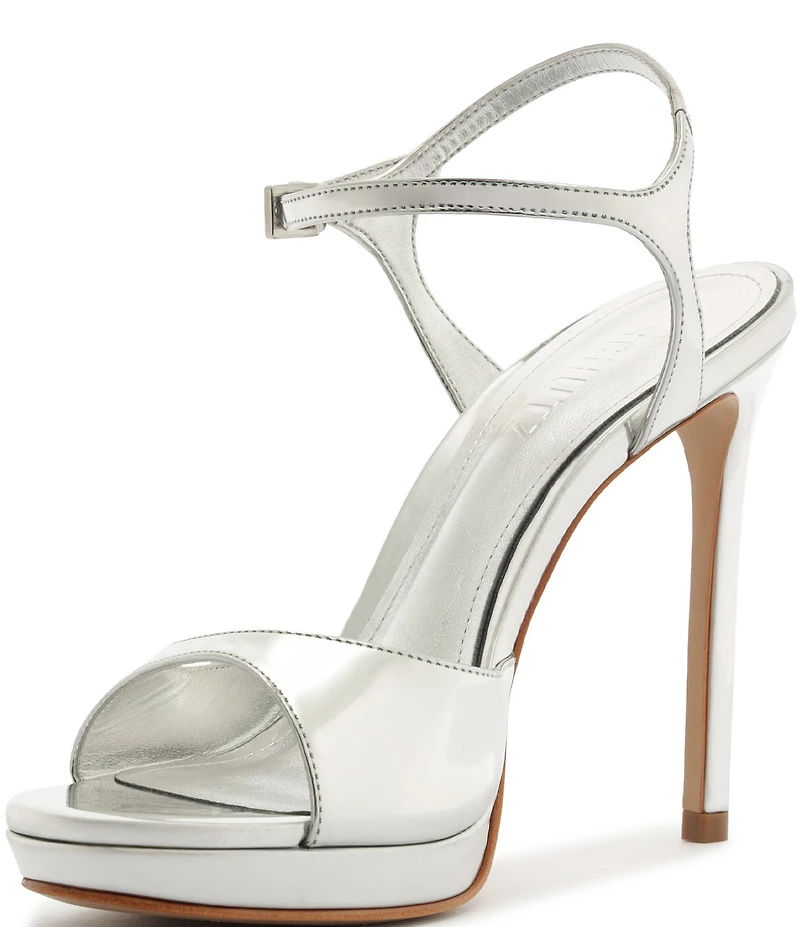 Schutz Scarlett Platform Metallic Leather Dress Sandals