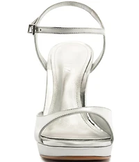 Schutz Scarlett Platform Metallic Leather Dress Sandals