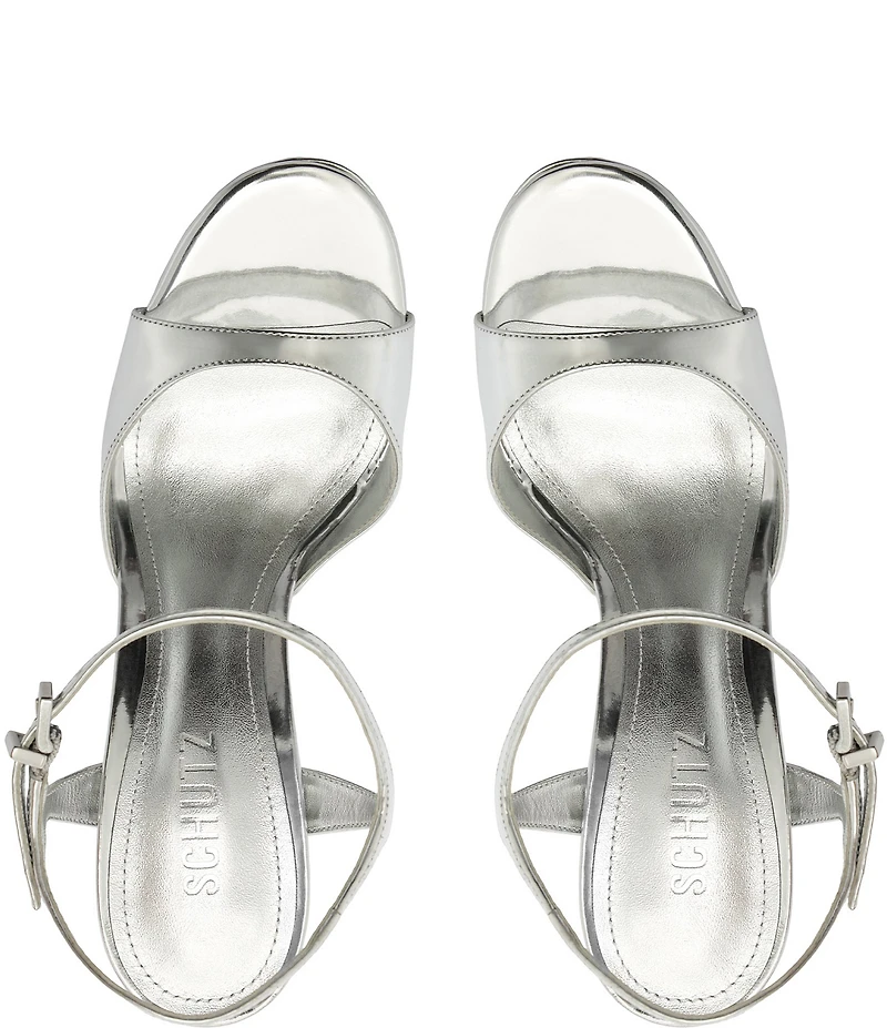 Schutz Scarlett Platform Metallic Leather Dress Sandals