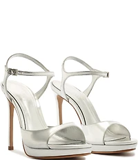 Schutz Scarlett Platform Metallic Leather Dress Sandals