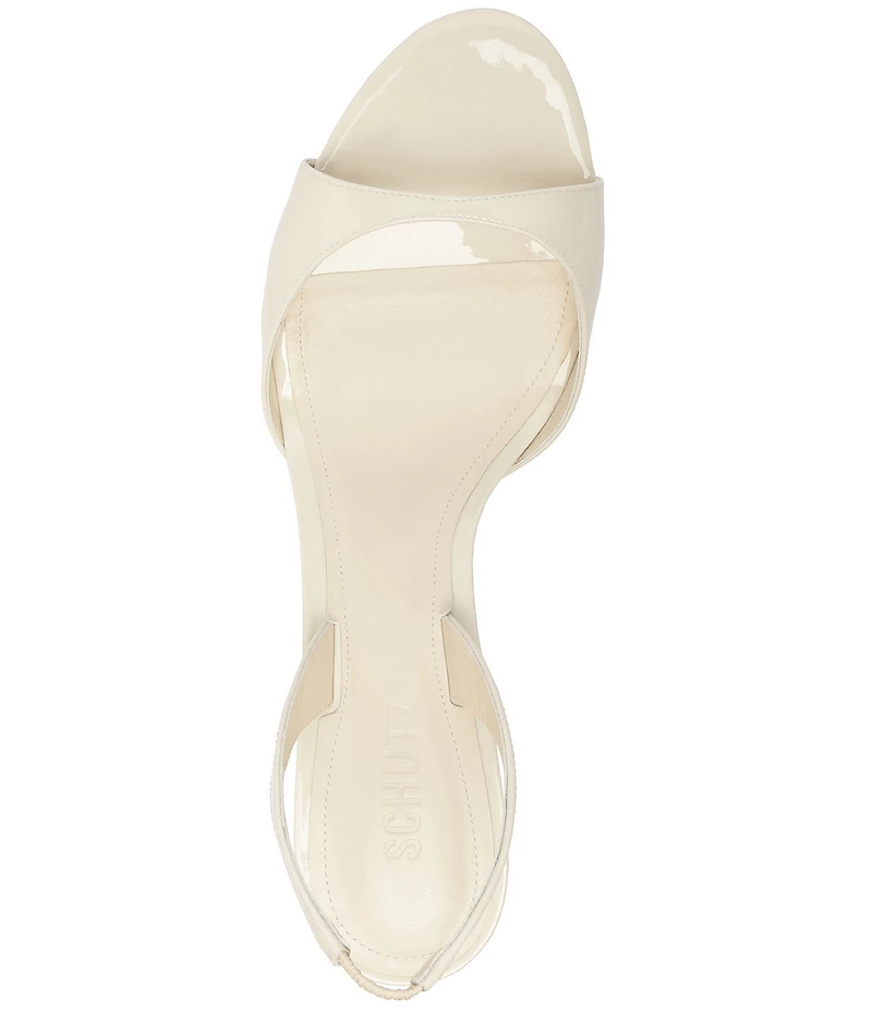Schutz Scarlett Sling Mid Patent Leather Dress Sandals