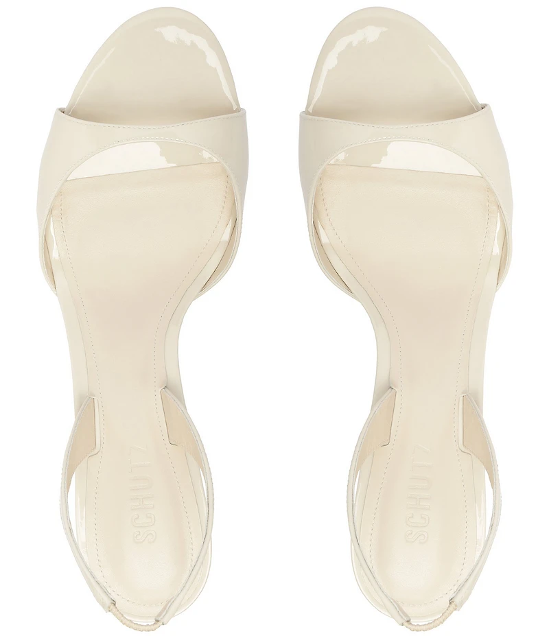 Schutz Scarlett Sling Mid Patent Leather Dress Sandals