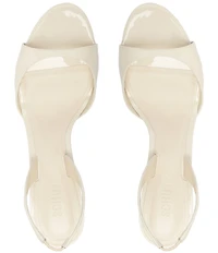 Schutz Scarlett Sling Mid Patent Leather Dress Sandals