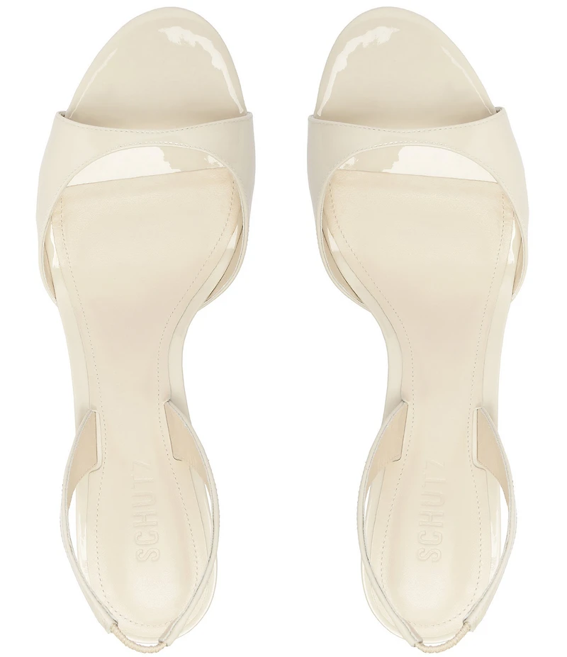 Schutz Scarlett Sling Mid Patent Leather Dress Sandals