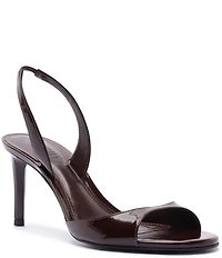 Schutz Scarlett Sling Mid Patent Leather Dress Sandals