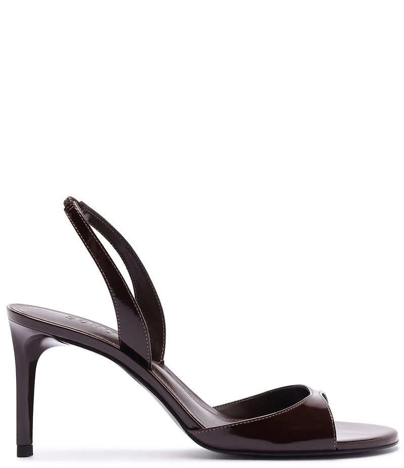 Schutz Scarlett Sling Mid Patent Leather Dress Sandals