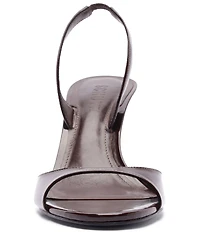 Schutz Scarlett Sling Mid Patent Leather Dress Sandals