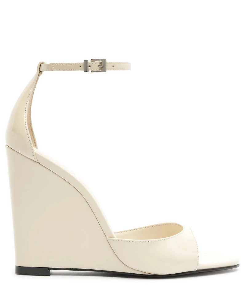 Schutz Scarlett Wedge Patent Leather Ankle Strap Dress Sandals