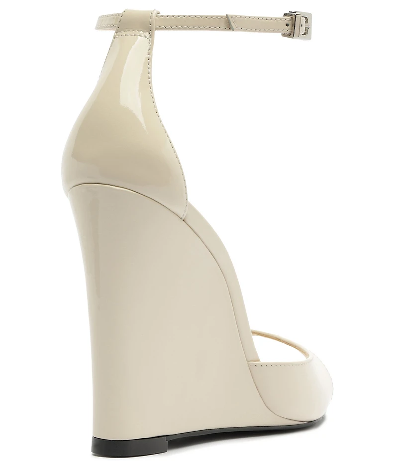 Schutz Scarlett Wedge Patent Leather Ankle Strap Dress Sandals