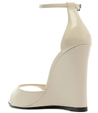 Schutz Scarlett Wedge Patent Leather Ankle Strap Dress Sandals
