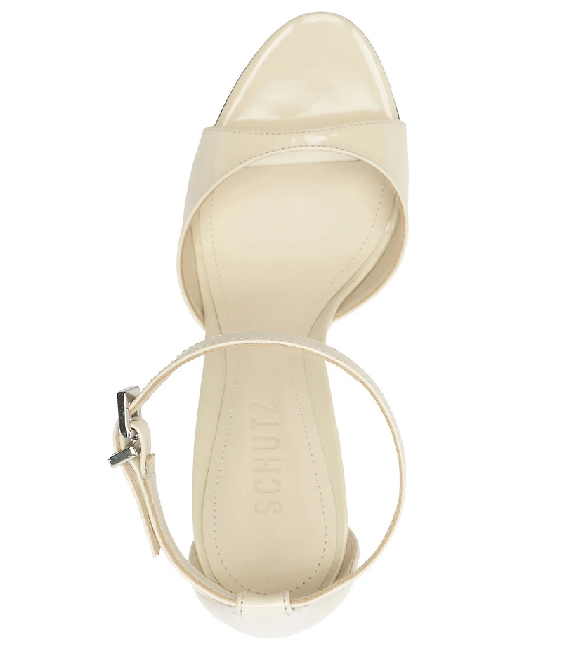 Schutz Scarlett Wedge Patent Leather Ankle Strap Dress Sandals