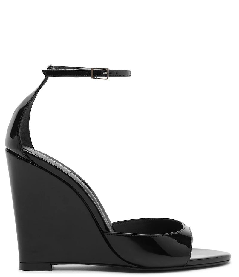 Schutz Scarlett Wedge Patent Leather Ankle Strap Dress Sandals