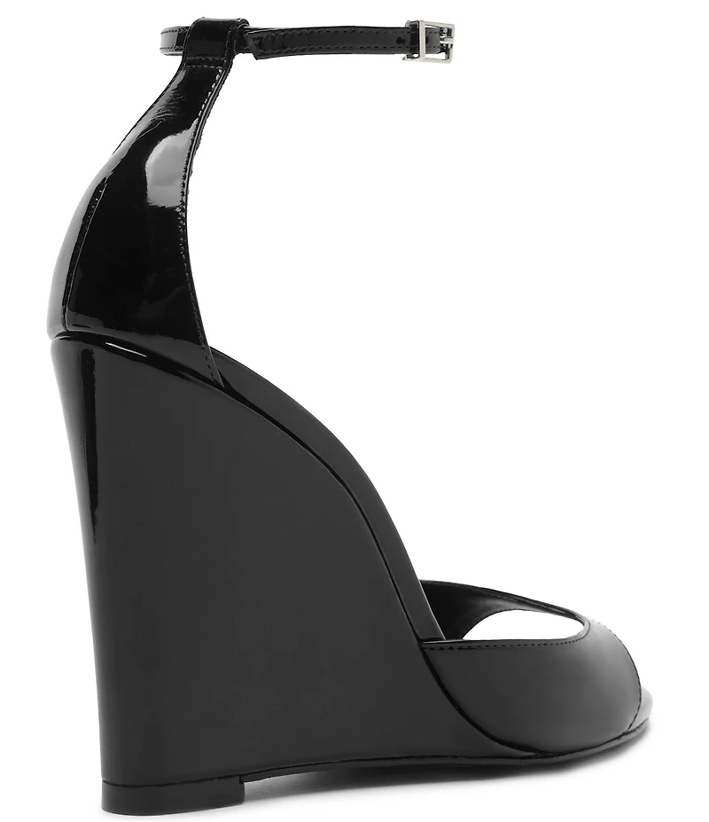 Schutz Scarlett Wedge Patent Leather Ankle Strap Dress Sandals