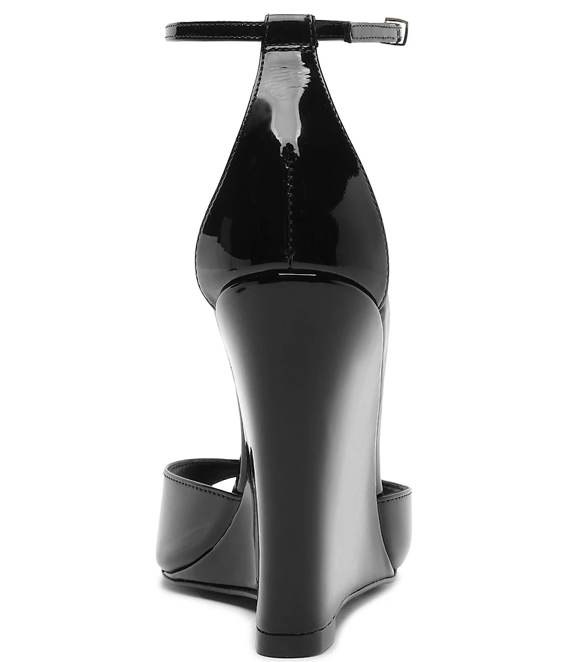 Schutz Scarlett Wedge Patent Leather Ankle Strap Dress Sandals