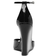 Schutz Scarlett Wedge Patent Leather Ankle Strap Dress Sandals