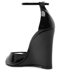 Schutz Scarlett Wedge Patent Leather Ankle Strap Dress Sandals