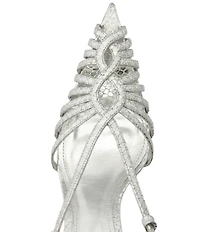 Schutz Seraphine Snake Embossed Metallic Leather Pointed Peep Toe Dress Sandals