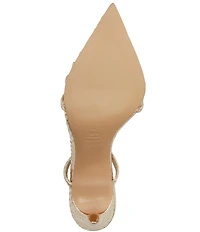 Schutz Seraphine Snake Embossed Metallic Leather Pointed Peep Toe Dress Sandals