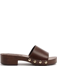 Schutz Shayla Leather Studded Band Slide Sandals