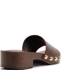 Schutz Shayla Leather Studded Band Slide Sandals
