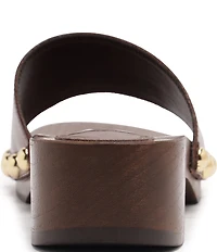 Schutz Shayla Leather Studded Band Slide Sandals