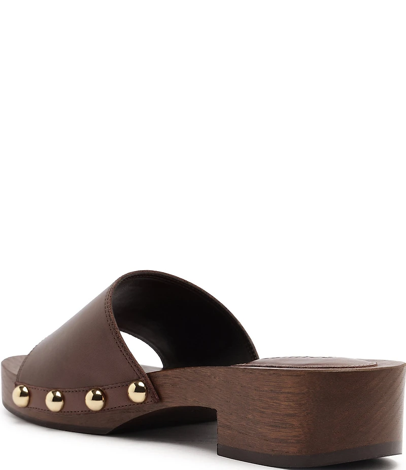 Schutz Shayla Leather Studded Band Slide Sandals