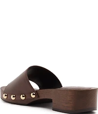 Schutz Shayla Leather Studded Band Slide Sandals