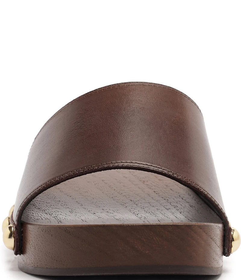 Schutz Shayla Leather Studded Band Slide Sandals