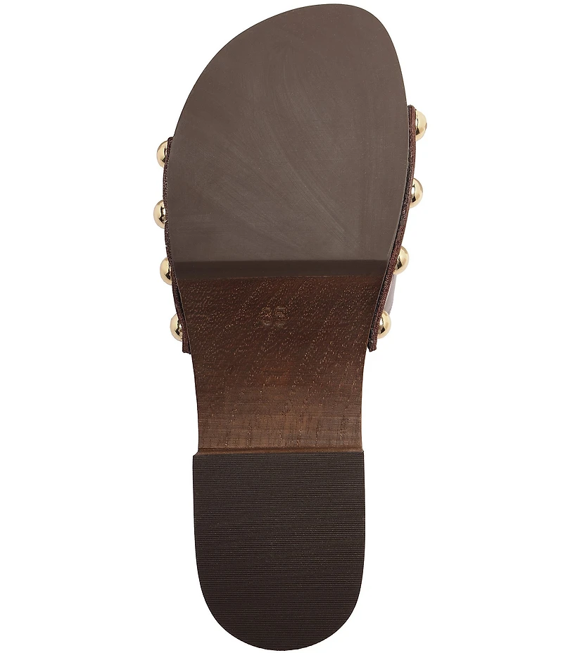 Schutz Shayla Leather Studded Band Slide Sandals