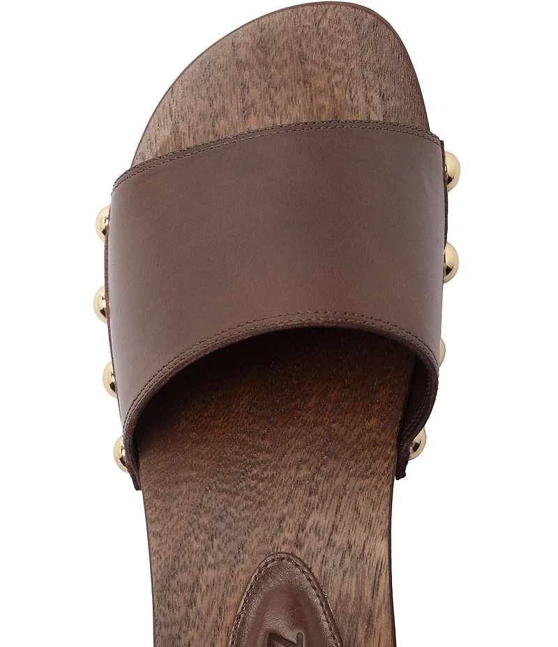 Schutz Shayla Leather Studded Band Slide Sandals