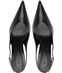 Schutz Siena Buckle Leather Slingback Wedge Pumps