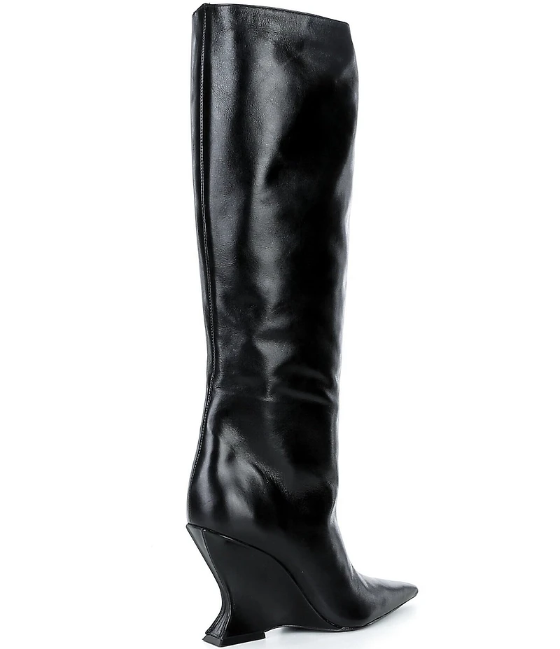 Schutz Siena Leather Knee High Wedge Boots