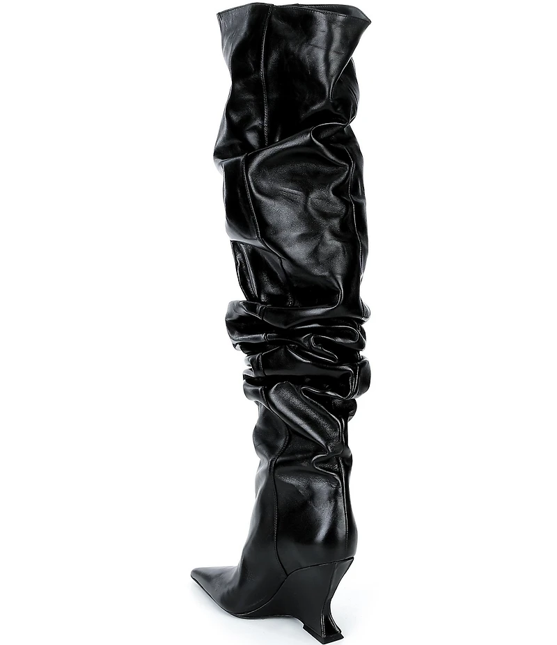 Schutz Siena Leather Over The Knee Slouch Wedge Boots