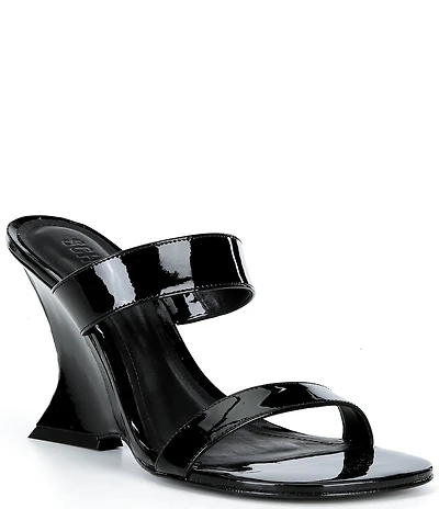 Schutz Siena Patent Leather Sculpted Wedge Dress Slides