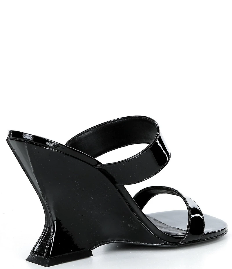 Schutz Siena Patent Leather Sculpted Wedge Dress Slides