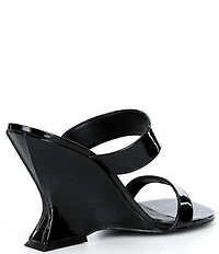 Schutz Siena Patent Leather Sculpted Wedge Dress Slides