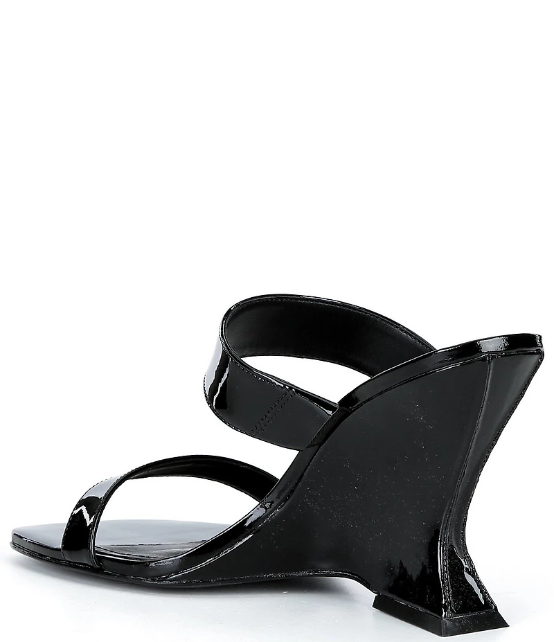 Schutz Siena Patent Leather Sculpted Wedge Dress Slides