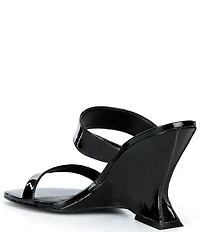 Schutz Siena Patent Leather Sculpted Wedge Dress Slides