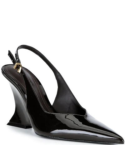Schutz Siena Patent Leather Wedge Slingback Pumps