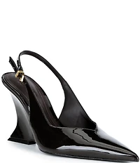 Schutz Siena Patent Leather Wedge Slingback Pumps