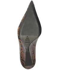 Schutz Siena Snake Print Leather Pointed Toe Sculpted Wedge Dress Pumps
