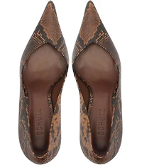 Schutz Siena Snake Print Leather Pointed Toe Sculpted Wedge Dress Pumps